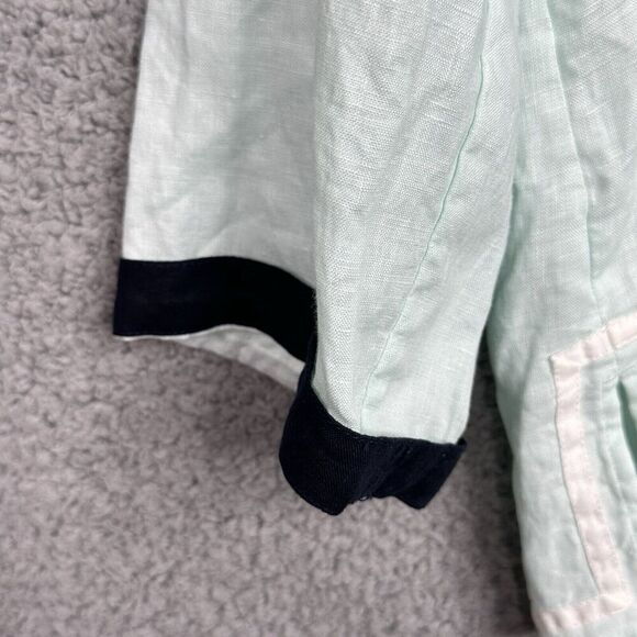Talbots Top Shirt Linen Womens Mint Green Size XL Long Sleeve Classic Summer - Picture 6 of 11